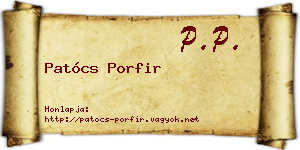 Patócs Porfir névjegykártya